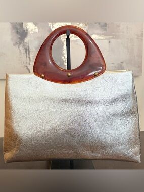 Silver Lamé Vintage Tote Bag